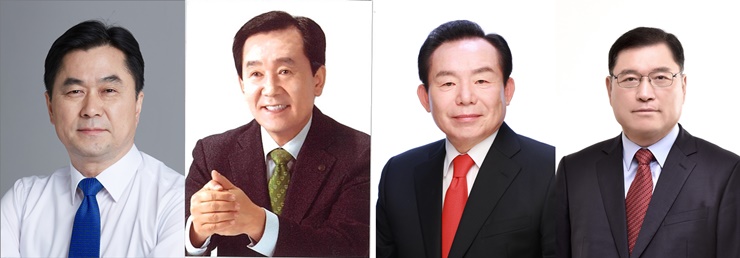  김종민 더불어민주당 후보, 박우석 미래통합당 후보, 이인제 후보, 이창원 후보(왼쪽부터)
