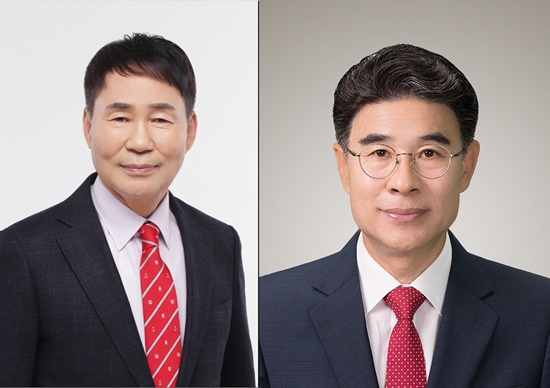 이기원 국민의힘 계룡시장 후보(왼쪽)와 이응우 예비후보(오른쪽)